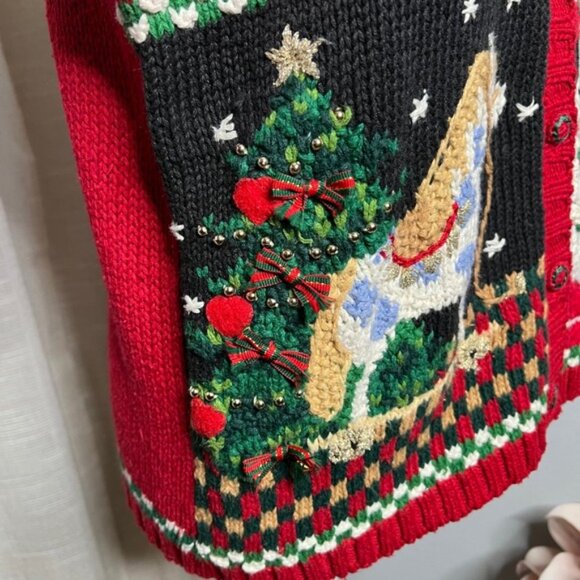 Y2K Vintage Heirloom Collectibles Christmas Sweater Knit Santa Nutcracker MEDIUM - Picture 5 of 12